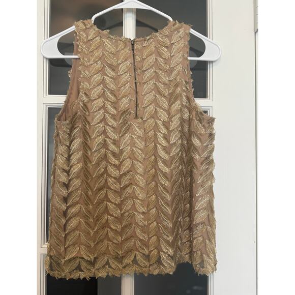 Anthropologie Sunday in Brooklyn Gold Leaf Pattern Sleeveless Top Small - Picture 7 of 16